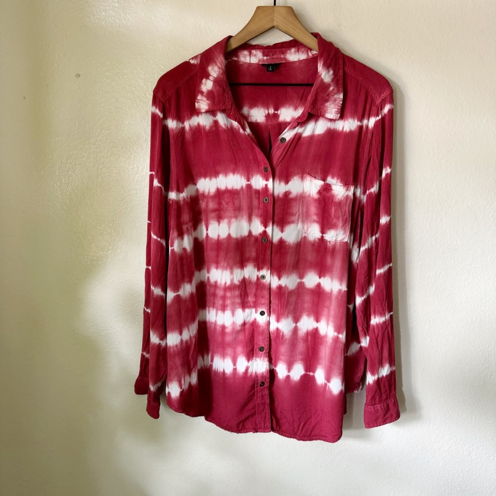 Torrid | Tie Dye Lizzie Rayon Twill Button-Up Long Sleeve Shirt